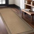 Easy Jute Rugs 2x7 Frame Natural Color Living Room Indoor Outdoor Runner Rug for Patio and Kitchen Rug High Traffic Washable Easy to Clean Solid Boho Woven Design Carpet (2 x 7)