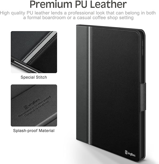 KingBlanc Case for iPad (A16) 11th Generation 11 Inch 2025, iPad 10th Gen 10.9 Inch 2022 with Pencil Holder, PU Leather Protective Cover, Auto Sleep/Wake, Viewing/Typing Angle, Magnetic Clasp, Black