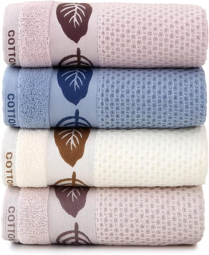 ZASHOP Kitchen Towels and Dishcloths Sets, Absorbent Dish Towels for Kitchen, Microfiber Cleaning Cloth, Dish Cloths for Washing Dishes, Waffle Kitchen Towels (Leaf-Shaped, 30" x 14")