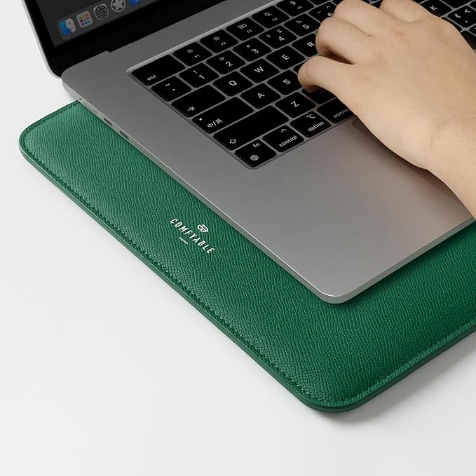 Comfyable Laptop Sleeve 14 Inch Precisely Compatible with MacBook Pro M5 M4 M3 M2 Pro/Max 2025, Genuine Leather Cover Case, Leafy Green