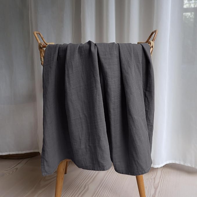 Huxie Swaddle - 100% Organic Cotton - Muslin Swaddle Blankets for Newborn, 47" x 47" (Soft Grey)