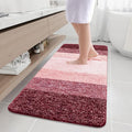 Arotive Microfiber Bathroom Rugs, Shaggy Soft and Absorbent Bath Rug, Non-Slip, Thick Plush Machine Washable Dry Bath Mats for Bathroom, Tub and Shower, 59x24, Burgundy, Rectangular