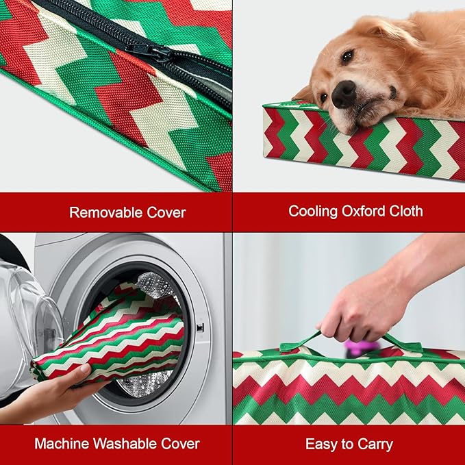 Tail Stories Orthopedic Dog Bed for Large Dogs, Big Waterproof Dog Bed Washable Pet Bed for Large Sized Dogs with Egg Crate Foam Pet Bed Mat, Removable Oxford Cooling Cover, Stripe