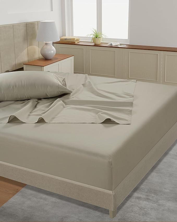 LANE LINEN 100% Cotton Bed Sheets Full Size Bed – 450 Thread Count Soft & Cooling Sateen Weave, 15” Deep Pocket Fully Elasticized Fitted Sheet, Breathable & Fade-Resistant Hotel Bedding, Linen