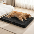 Patas Lague Orthopedic XL Dog Bed Large Sized Dog 48''X30'', Waterproof Soft Comfortable Egg Crate Foam Large Pet Beds Crate Mat with Removable Washable Cover and Nonskid Bottom, Black