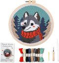 Myfelicity Punch Needle kit, a Beginner Set with Wolf Pattern Design, Suitable for Beginners and Adults with 7.9-inch Hoop