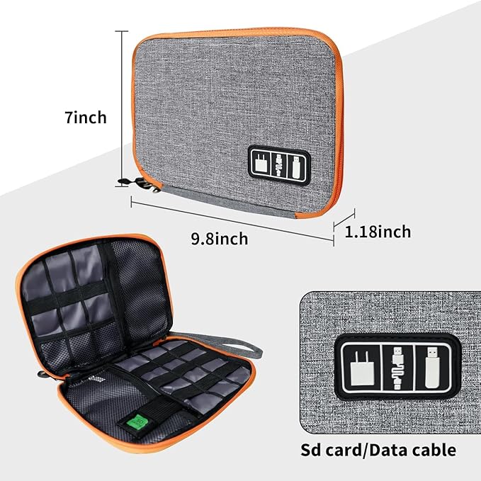 Lcsmaokin Electronics Travel Organizer,Portable Waterproof Electronic Travel Storage Bag for Small Charging Cord Storage,Charger,SD Card etc,for Travel,Business-Purple Black