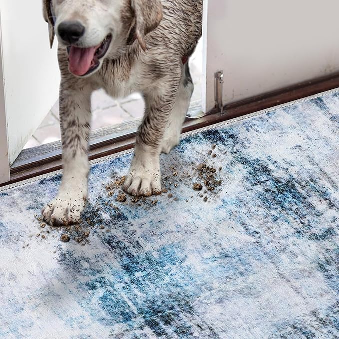 COMSLE Door Mat, Front Door Mat Indoor for Entrance Faux Wool Absorbent Non Slip Modern Throw Rug for Entryway Hallway Muddy Paws - Pet Friendly, 24x48 Inches, Machine Washable