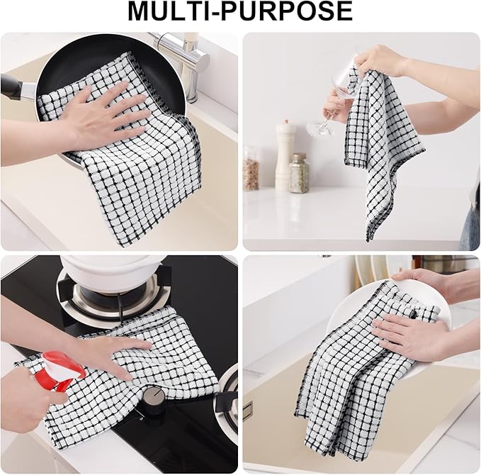 Kitinjoy Cotton 24 Pack Terry Kitchen Towels, 16 x 25 Inches Super Soft and Absorbent Dish Towels, Quick Drying Hand Towels for Kitchen Drying, Multi-Colored