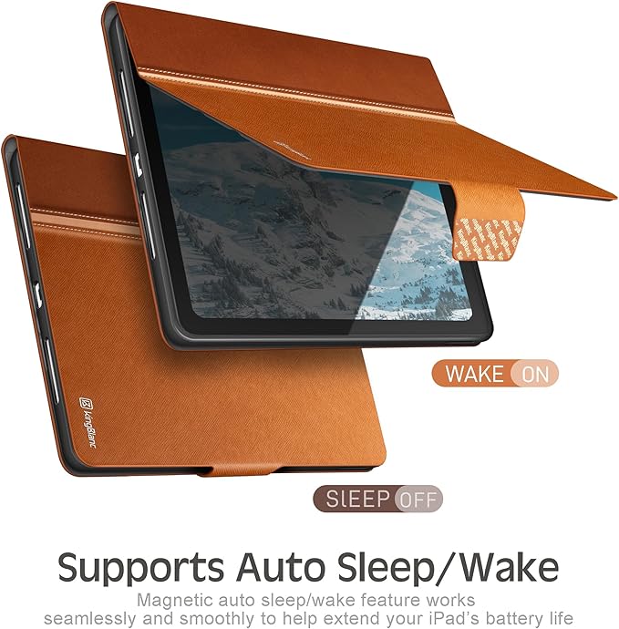 KingBlanc Case for iPad (A16) 11th Generation 11 Inch 2025, iPad 10th Gen 10.9 Inch 2022 with Pencil Holder, PU Leather Protective Cover, Auto Sleep/Wake, Viewing/Typing Angle, Magnetic Clasp, Brown