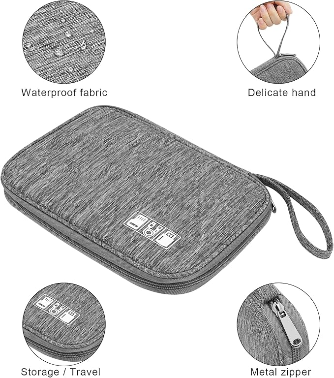 XINGXINRONG Electronic Organizer Travel Universal Cable Organizer Electronics Accessories Bag for Cable, Charger, Phone, USB, SD Card,1Pack