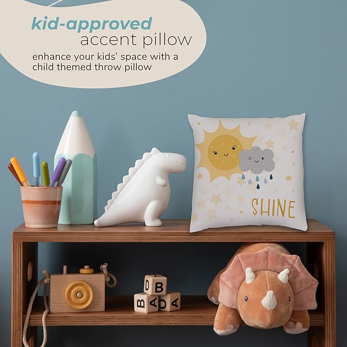 Kids Weather Throw Pillow - 20" x 20" - Double-Sided Printing - Includes Insert - Kids Bedroom Accent Pillow - Nursery Decor - Printed in USA