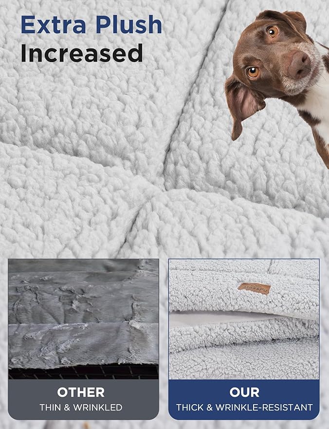 MASSFU Low-Profile Dog Pad Mat for Extra Large Dogs, Washalbe Ultra Soft Dog Crate Mat, High Density Foam Pet Beds for Indoor & Outdoor Dogs, 44" x 32", Gray