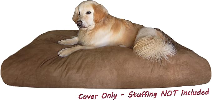 Dogbed4less DIY Pet Bed Pillow Brown Microsuede Duvet Cover and Waterproof Internal case for Dog at 55X47X4 Inch - Covers only
