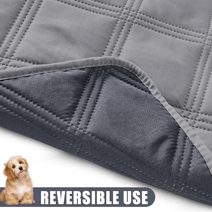 Smiry Waterproof Dog Bed Cover Blanket 82x120, Soft Reversible Pet Blanket, Washable Leakproof Cats Dogs Couch Cover for Sofa, Couch, Furniture, Lattice, Grey/Dark Grey