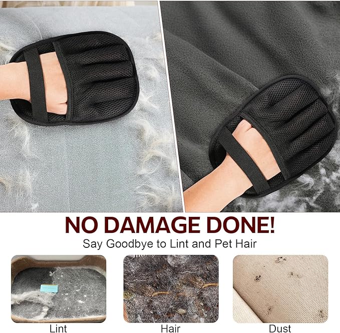 Pocleanish 2-Pack Pet Hair Remover Gloves for Cats & Dogs, 2025 Upgraded Five-Finger Reusable Electrostatic Pet Hair Gloves, Magic Brush Pet Hair Remover Tool for Laundry, Couch, Carpet, Car Seat