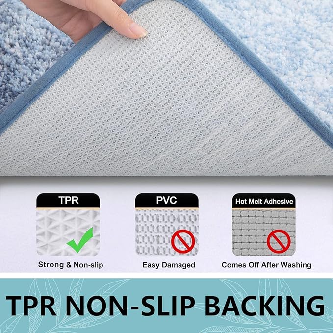 Arotive Microfiber Bathroom Rugs, Shaggy Soft and Absorbent Bath Rug, Non-Slip, Thick Plush Machine Washable Dry Bath Mats for Bathroom, Tub and Shower, 54x24, Light Blue, Rectangular