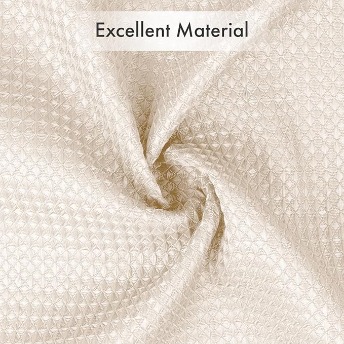 AmazerBath Waffle Shower Curtain, Heavy Duty Fabric Shower Curtain with Waffle Weave Hotel Quality Bathroom Curtains, 72 x 72 Inches (Cream Yellow)