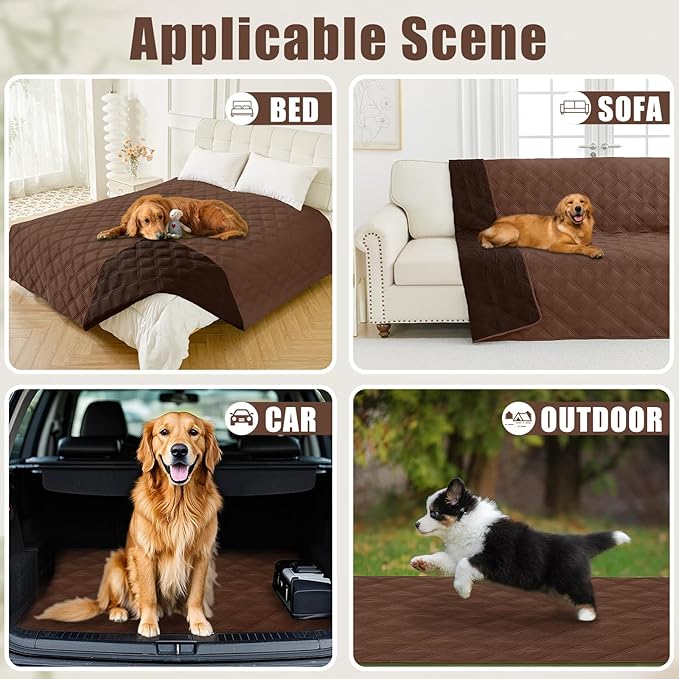 Smiry Waterproof Dog Bed Cover Blanket 82x102, Soft Reversible Pet Blanket, Washable Leakproof Cats Dogs Couch Cover for Sofa, Couch, Furniture, Lattice, Brown/Chocolate