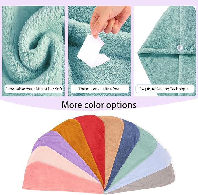 AGKXHDEC 2 Packs Single Layer Microfiber Hair Turbans - Drying Wrap for Women (Brown,Light Green)