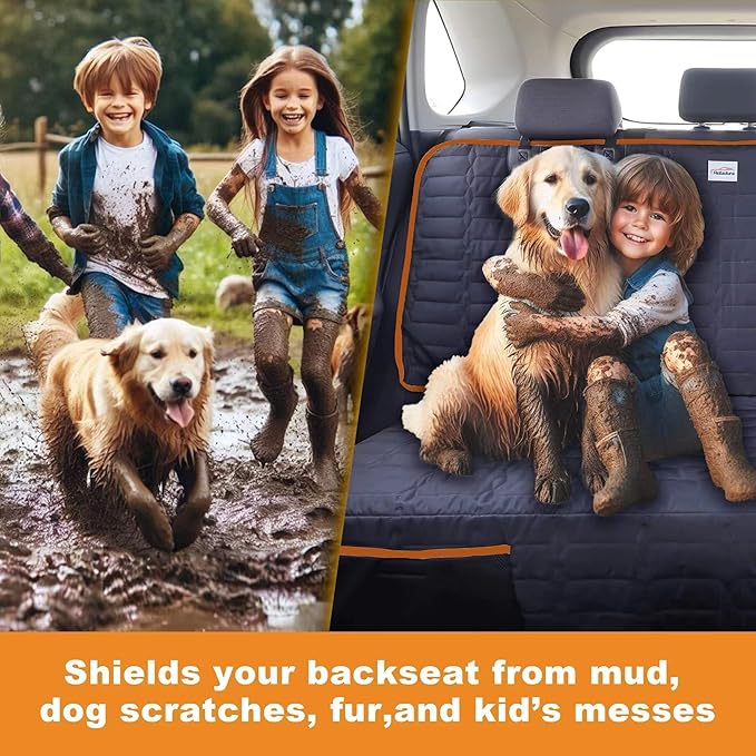 Reliadura Dog Seat Cover for Back Seat Waterproof Bench Seat Covers for SUV Washable Car Seat Covers for Dogs Non-Slip Pet Seat Cover for Back Seat Heavy Duty Protector for SUVs