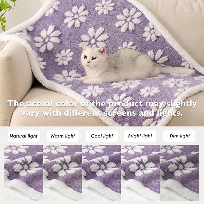 Yaning Waterproof Blanket for Dog Cat or Adult, Cute 3D Textured Flower Dog Blanket for Bed Couch Sofa, Soft Liquid Pee Proof Pet Furniture Protector, 60"x80", Purple