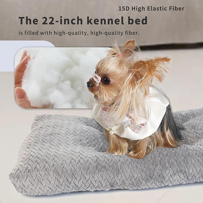Necesitar Puppy Bed for Small Dogs Washable Crate Bed for Cages 22 inch Warming Cozy Soft Pet Pad with Anti-Slip Up to 15 lbs Pets Pillows fit Small Size Dogs or Kitten,22x13 Dark Grey