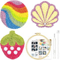 HAND U JOURNEY 3Pcs Embroidery Punch Needle Coasters Kit, Original Design with 2.2mm Punch Tool, Threads and Hoop