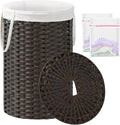 SETVSON Large Laundry Hamper Laundry Basket Round 34.3 Gal (130 L) Handwoven Wicker Laundry Baskets Rattan Laundry Basket with Laundry Bag Handles 2 Mesh Bags for Living Room Bedroom Brown