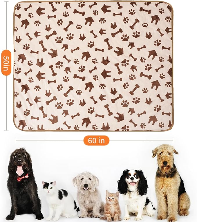 CAPT.SNOOZE Waterproof Dog Blankets Pet Blanket 50"x60", Soft Fluffy Sofa Car Bed Protector, Reversible Sherpa Fleece Dog Blanket for for Small Medium Large Dogs Cats (Beige-House)