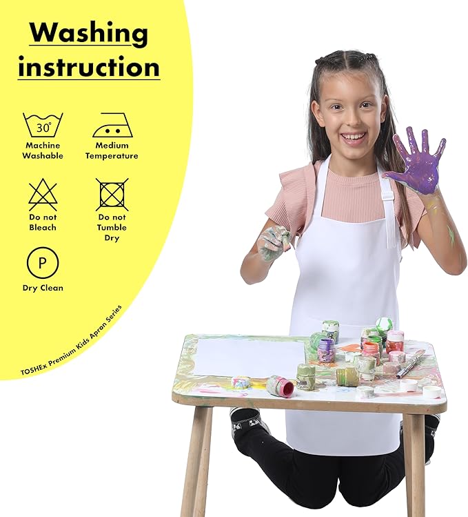 Kids Aprons for Cooking Waterdrop Resistant Aprons for Girl & Boy Toddler Apron for Painting, Gardening, Baking, Smock (Powder Pink, Medium (6-10 years)