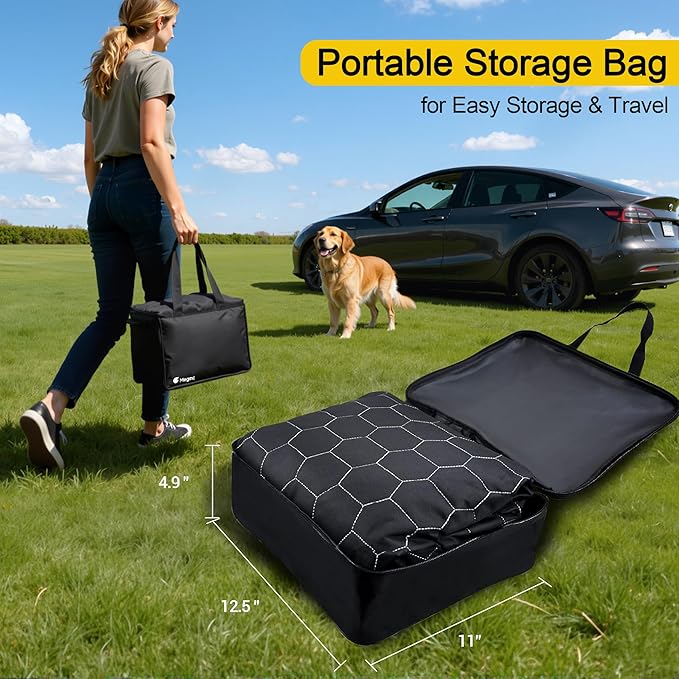 Meginc Dog Seat Covers for Tesla Model Y,Dog Hammock for Tesla with Side Flaps, 100% Waterproof Model Y Dogs Accessories with Mesh Window & Headrest Protector Easy Clean up Pet Car Seat Cover