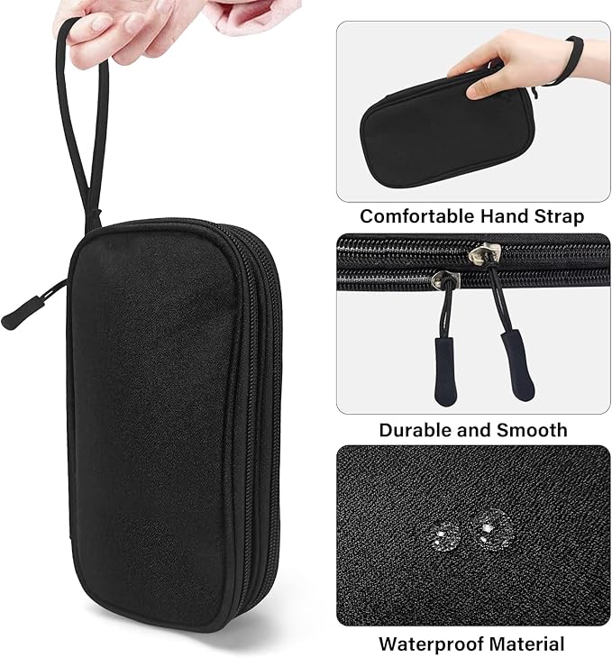 SMONT Electronics Organizer Travel Cable Charger Case, Dual Zipper Compartments for Gaming Console, Hard Drive, Cords - Portable Black Pouch Versatile Travel Organizer Durable Tech Bag