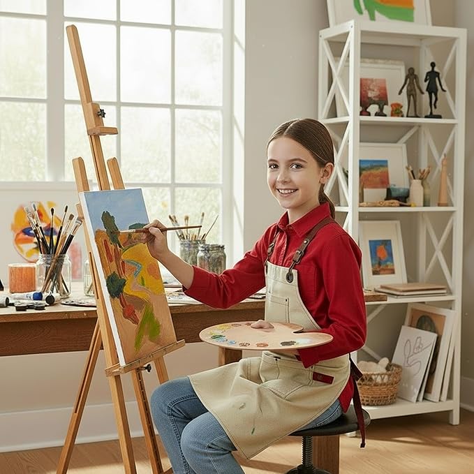 Kids Art Aprons for Painting, Gardening, Cooking, Multiple Pockets, Kids Smock for Boys & Girls, Waterproof (Age6-12)