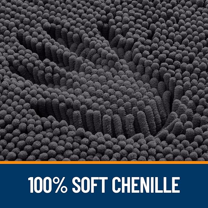 OLANLY Bathroom Rugs 45x27, Extra Soft Absorbent Chenille Bath Rugs, Rubber Backing Quick Dry, Machine Washable Bath Mats for Bathroom Floor, Tub and Shower, Home Decor Accessories, Dark Grey