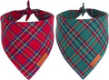 ADOGGYGO Christmas Dog Bandana 2 Pack, Stylish Plaid Pet Scarf, Premium Cotton Fabric, Multiple Sizes Offered, Christmas Bandanas for Large X-Large Dogs Pets (X-Large)