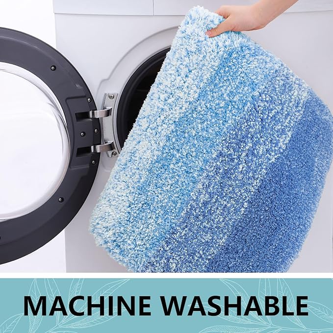 Arotive Microfiber Bathroom Rugs, Shaggy Soft and Absorbent Bath Rug, Non-Slip, Thick Plush Machine Washable Dry Bath Mats for Bathroom, Tub and Shower, 44x24, Light Royal Blue, Rectangular