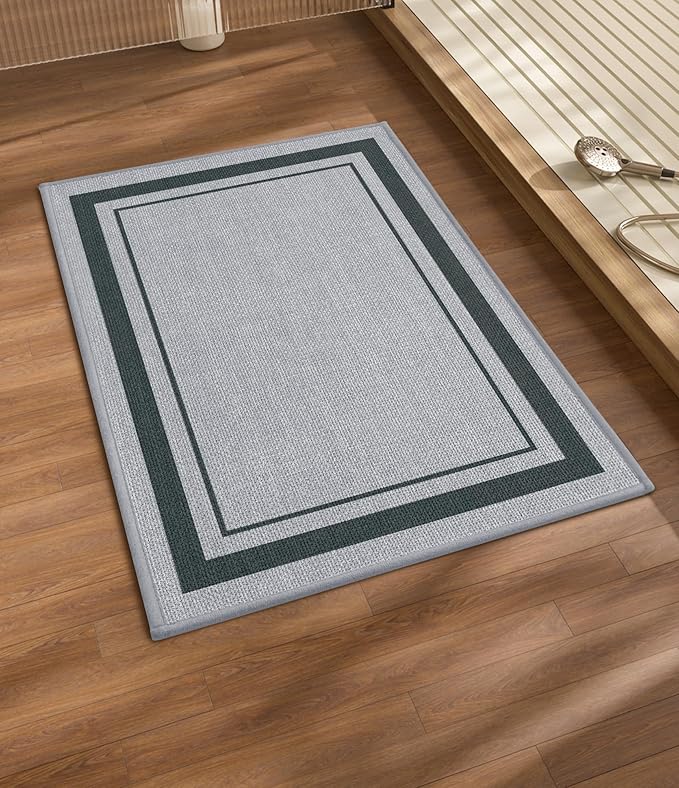 chakme Bathroom Rugs Mat 24x17, Ultra Thin Non Slip Bath Mat Small Quick Dry Absorbent Bath Mat for Bathroom, (Light Grey, 24"x17")