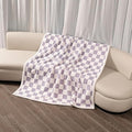 Maidewow Waterproof Pet Blanket,Dog Bed Covers Couch Sofa Stylish Jacquard Pets Throw Blankets for Puppy Cats Washable Reversible Furniture Protection Covers (Purple Check,S)