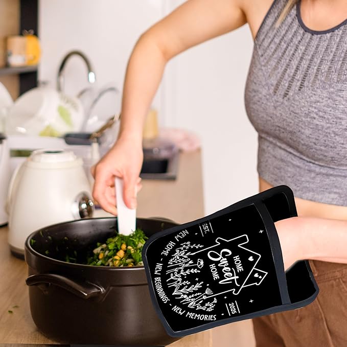 Housewarming Gifts Pot Holders with Pockets, House Warming Gifts Ideas, Home Sweet Home Oven Pot Holders Heat Resistant Oven Mitts Hot Pads for Kitchen Baking Cooking