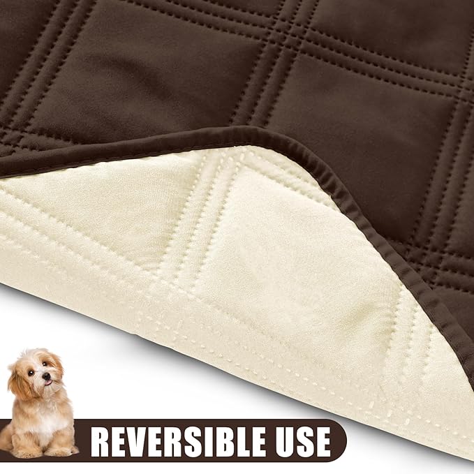 Smiry Waterproof Dog Bed Cover Blanket 40x70, Soft Reversible Pet Blanket, Washable Leakproof Cats Dogs Couch Cover for Sofa, Couch, Furniture, Lattice, Chocolate/Beige