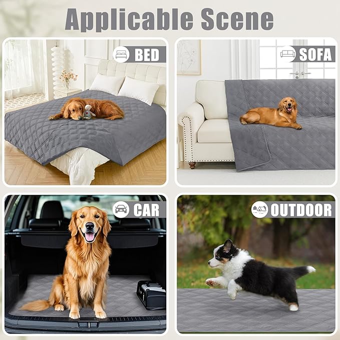Smiry Waterproof Dog Bed Cover Blanket 40x50, Soft Reversible Pet Blanket, Washable Leakproof Cats Dogs Couch Cover for Sofa, Couch, Furniture, Lattice, Grey/Grey