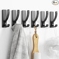pickpiff Adhesive Wall Hooks for Towels - Sticky Hook Hanging Heavy Duty (13lb), Hanger for Door, Bathroom, Dorm, Closet - for Coats, Purse, Bag, Robe - No Damage to Wall - Black 6 Pack