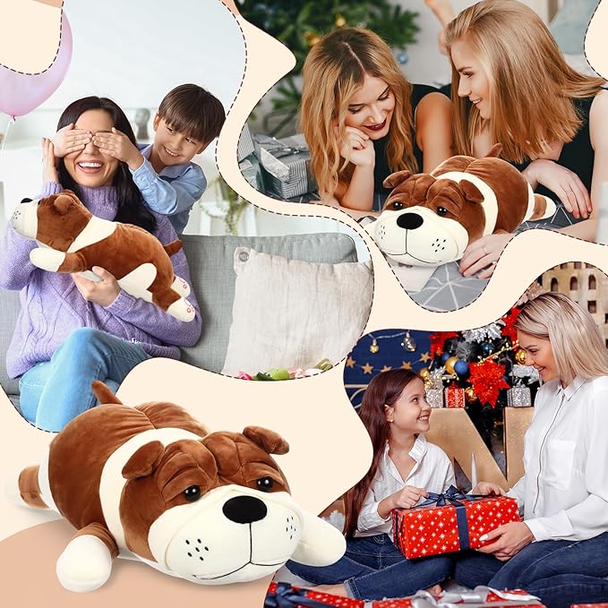 Vertintong 17.7" Huggable Dog Plush, Cute Stuffed Animal, Soft Adorable Cuddle Companion for Kids, Easter Birthday Plush Pillow Gift for Boys and Girls