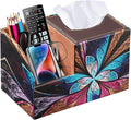 PU Leather Square Tissue Box Cover - Multi-Functional Tissue Box Holder, Tissue Box Cover with Storage,Tissue and Remote Control Holder, Cube Tissue Box Organizer Bedroom Nightstand End Table
