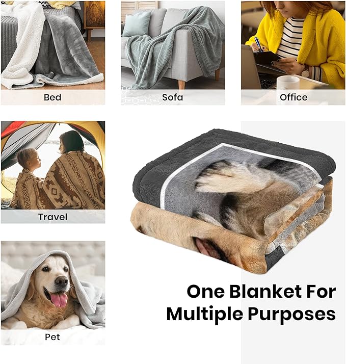 Ecautly Personalized Pet Memorial Gifts, Custom Dog Blanket with Photos and Name, Personalized Pets Blankets with Picture, Puppy Bereavement/Passing Away Gifts