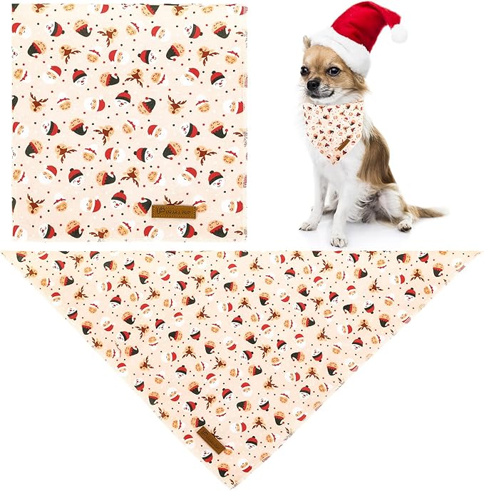 UP URARA PUP Christmas Dog Bandana, Christmas Triangle Bid Scarf with Cute Snowman, Cotton Pet Kerchief for Girl Boy Dogs or Cats, Adjustable Winter Dog Bandana for Small Medium Dogs