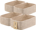 MiniArk Small Storage Baskets for Organizing | Closet Organizer Bins | Shelf Toy Basket | Woven Rope Baskets | Cube Decorative Box | Shallow Basket | 11.5x7.5x4.7” | 4 Packs Mixed Brown