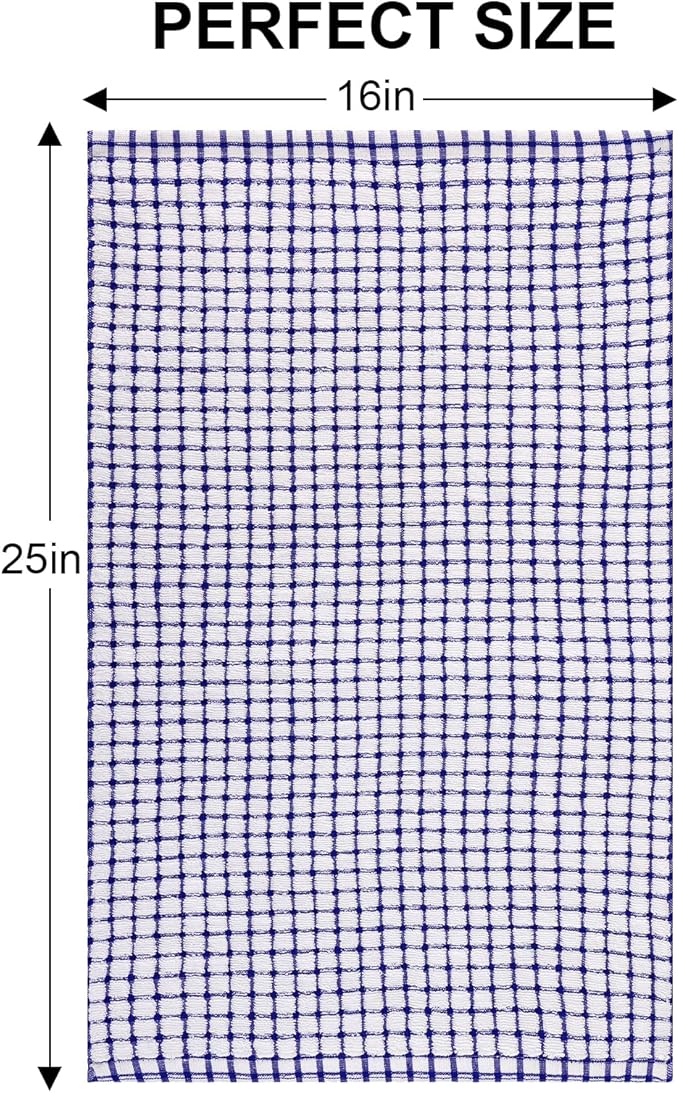Kitinjoy Cotton 8 Pack Terry Kitchen Towels, 16 x 25 Inches Super Soft and Absorbent Dish Towels, Quick Drying Hand Towels for Kitchen Drying, Blue