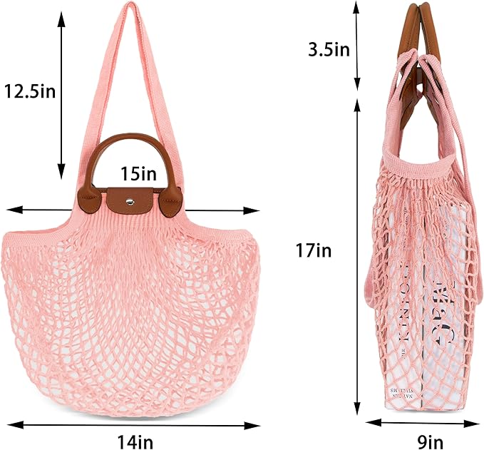 Hibala Woven Bag for Women, Fishing net bag,Straw Mesh Tote Bag, Beach,Hobo Bag, Foldable Large Capacity